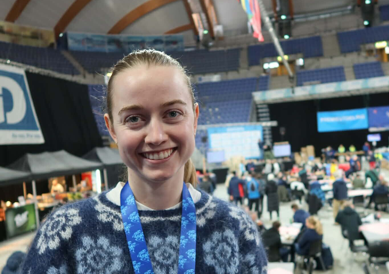 PALLPLASS: Ane Mobakken tok tredjeplass på skøytebirken.