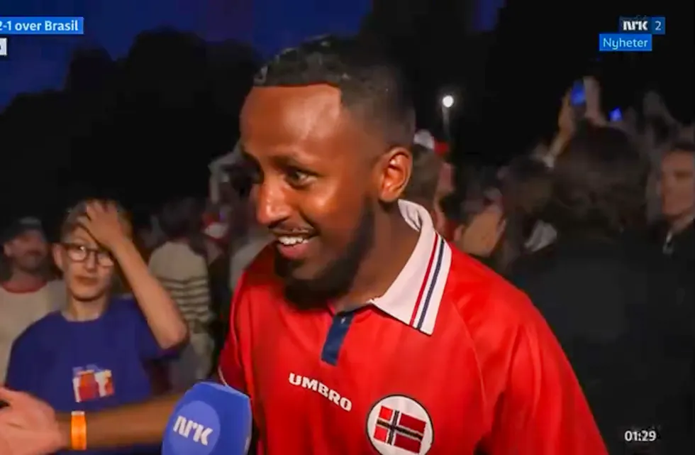 Bilde fra NRK sin direktesending etter Norge slo Brasil.