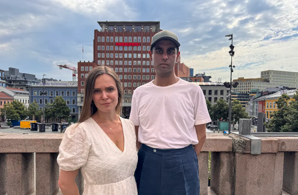 Mari Morken og Mansoor Hussain på Youngstorget.