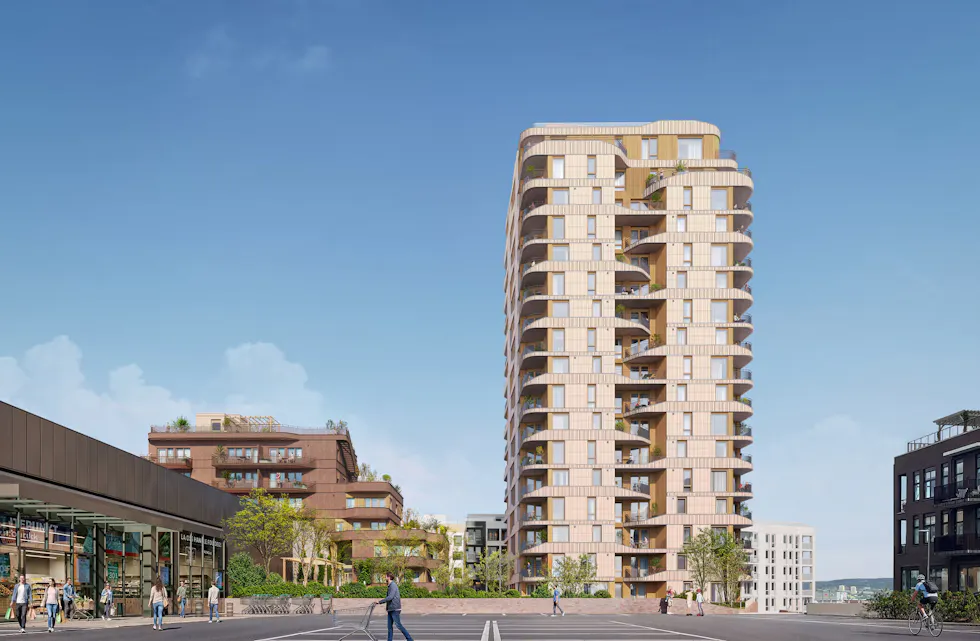 RUVER OVER RESTEN: Med 18 etasjer blir høyhuset over dobbelt så høyt som omkringliggende bygg. Det vekker bekymring hos naboene.