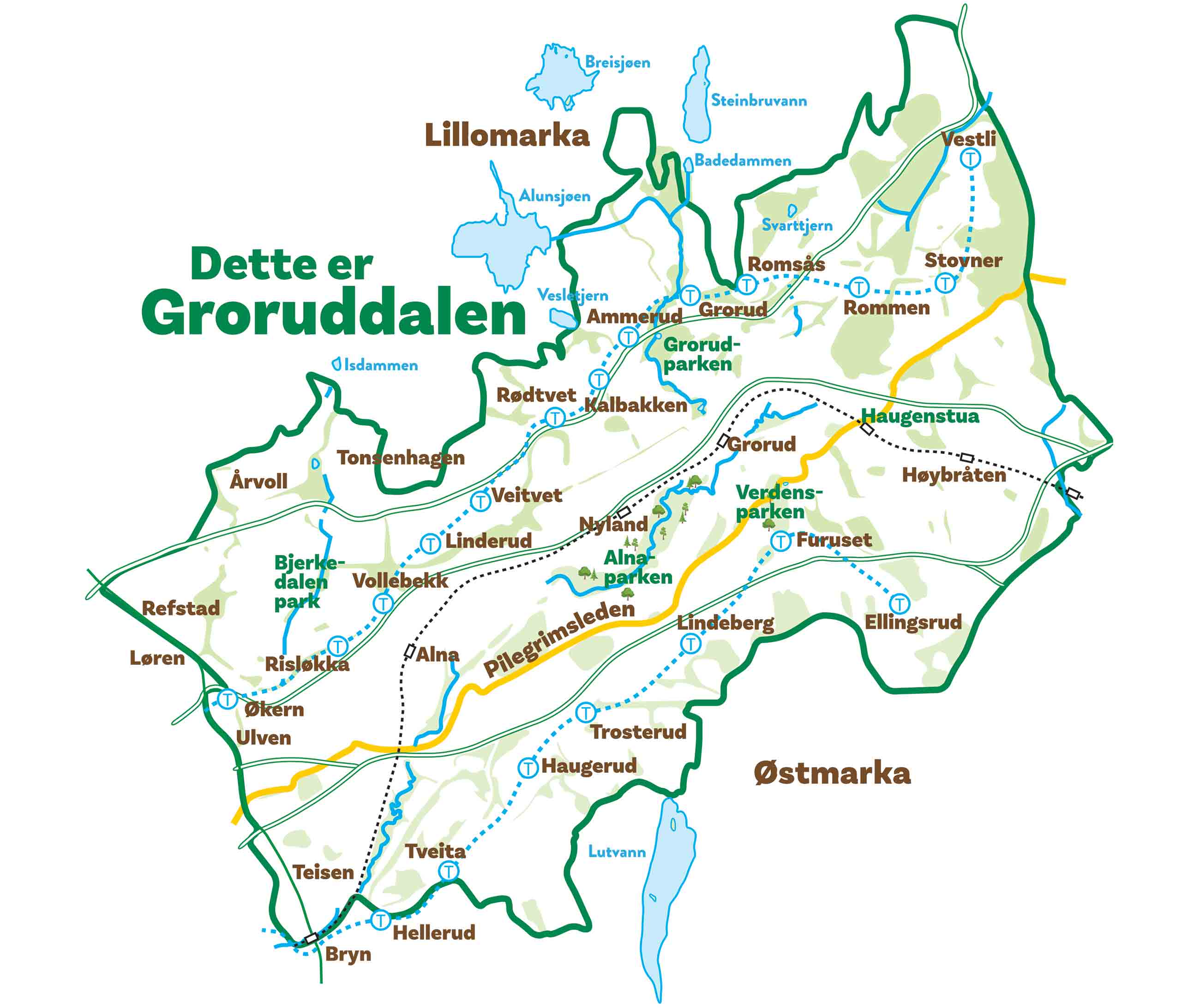Dette er Groruddalen, dalføret nord-øst i Oslo mellom Lillomarka og Østmarka. (Ill: Akers Avis Groruddalen)